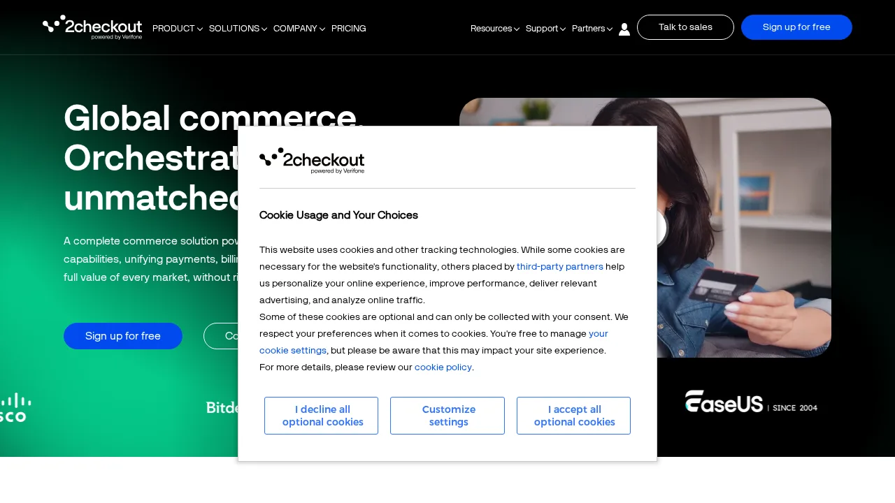 2Checkout (Verifone) Product interface (marketing site capture)