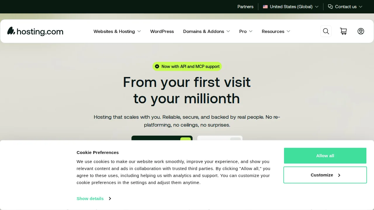 A2 Hosting Product interface (marketing site capture)