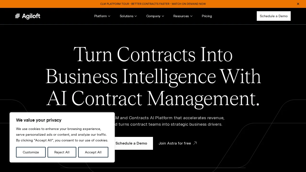 Agiloft Product interface (marketing site capture)