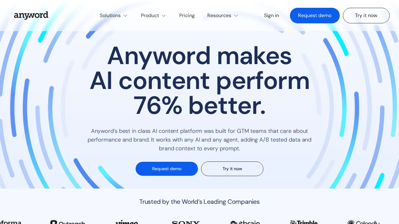 Anyword Product interface (marketing site capture)