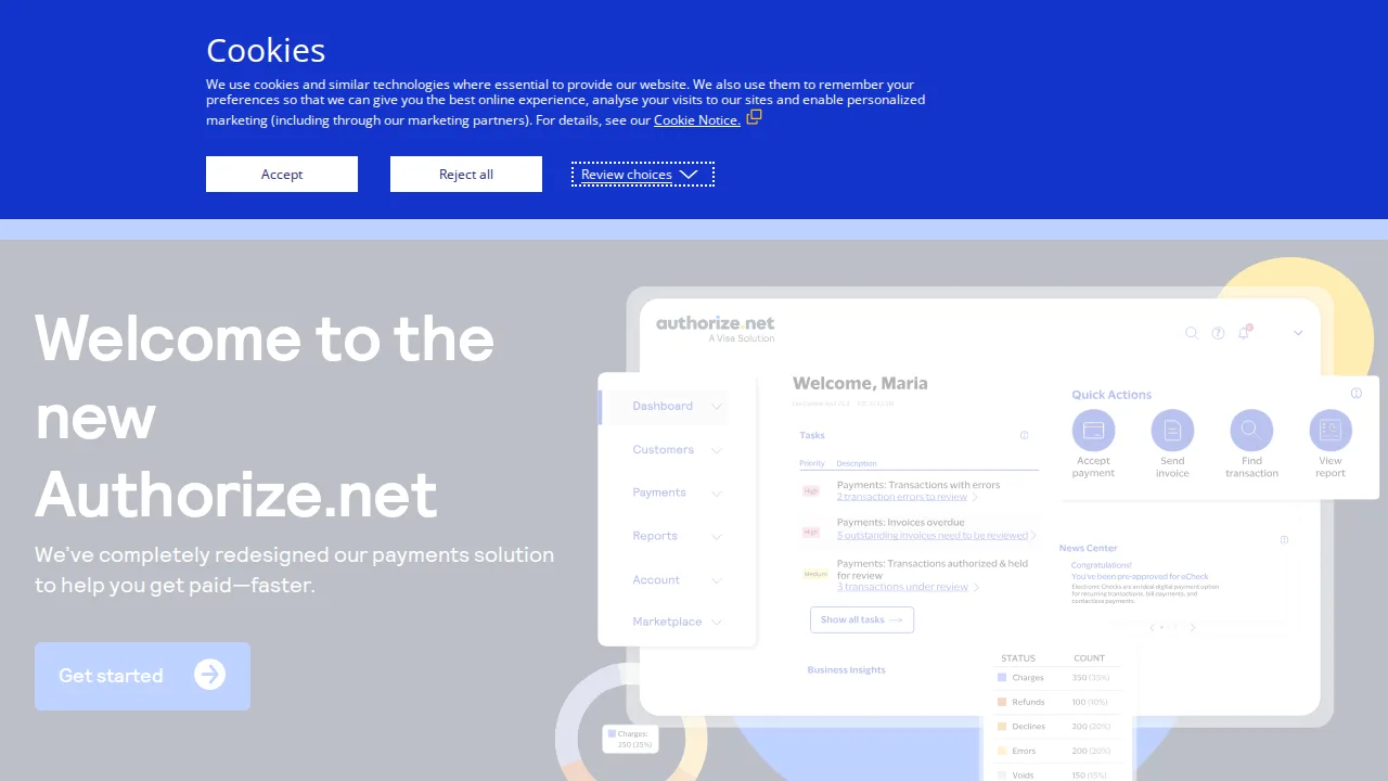 Authorize.net Product interface (marketing site capture)