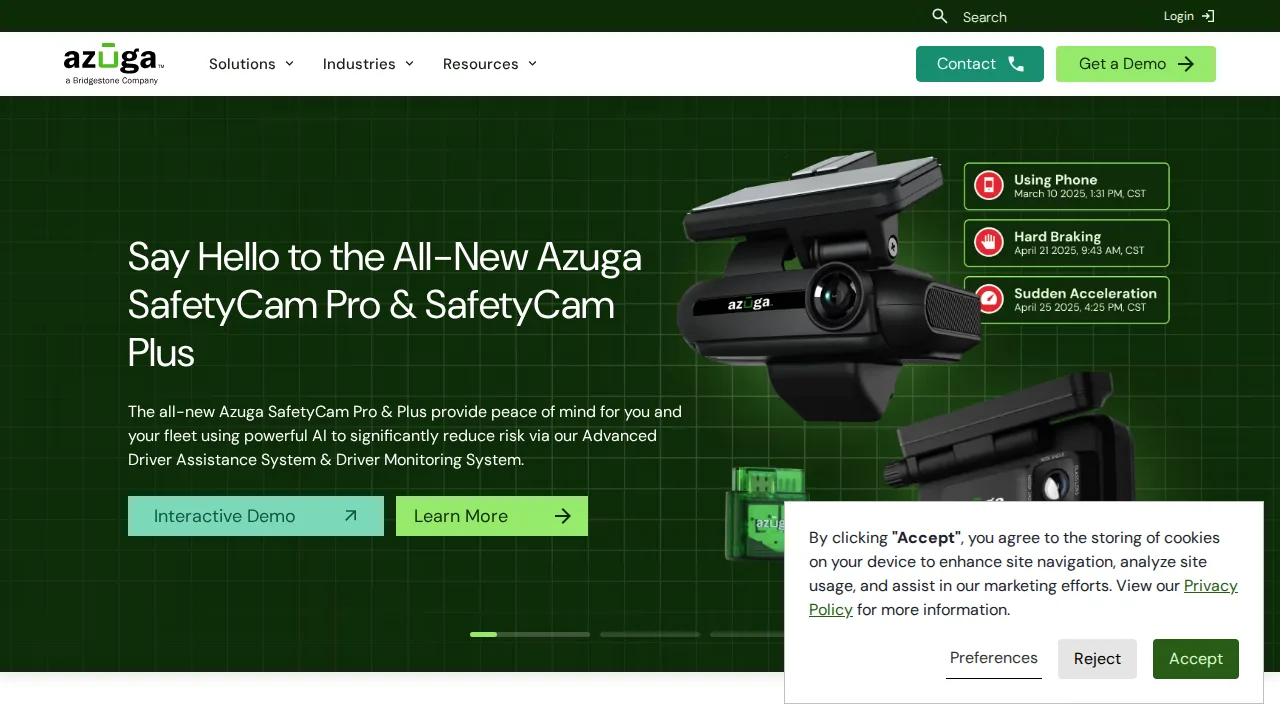 Azuga Product interface (marketing site capture)
