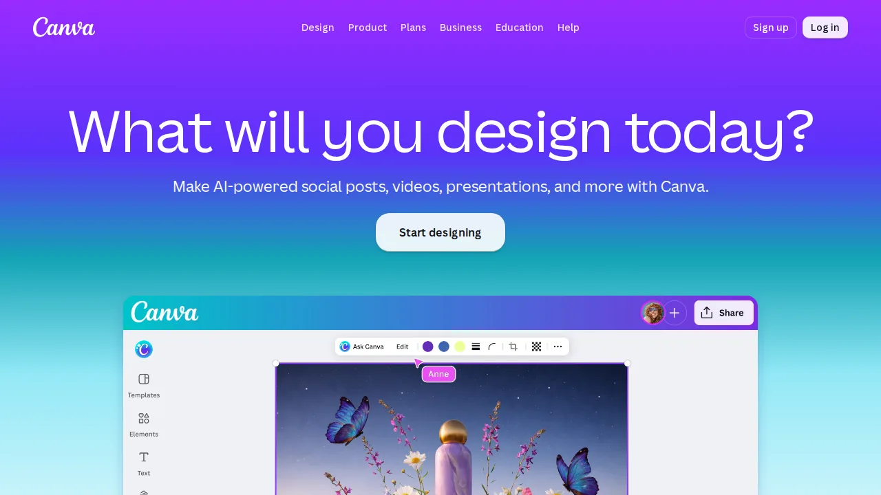 Canva Product interface (marketing site capture)