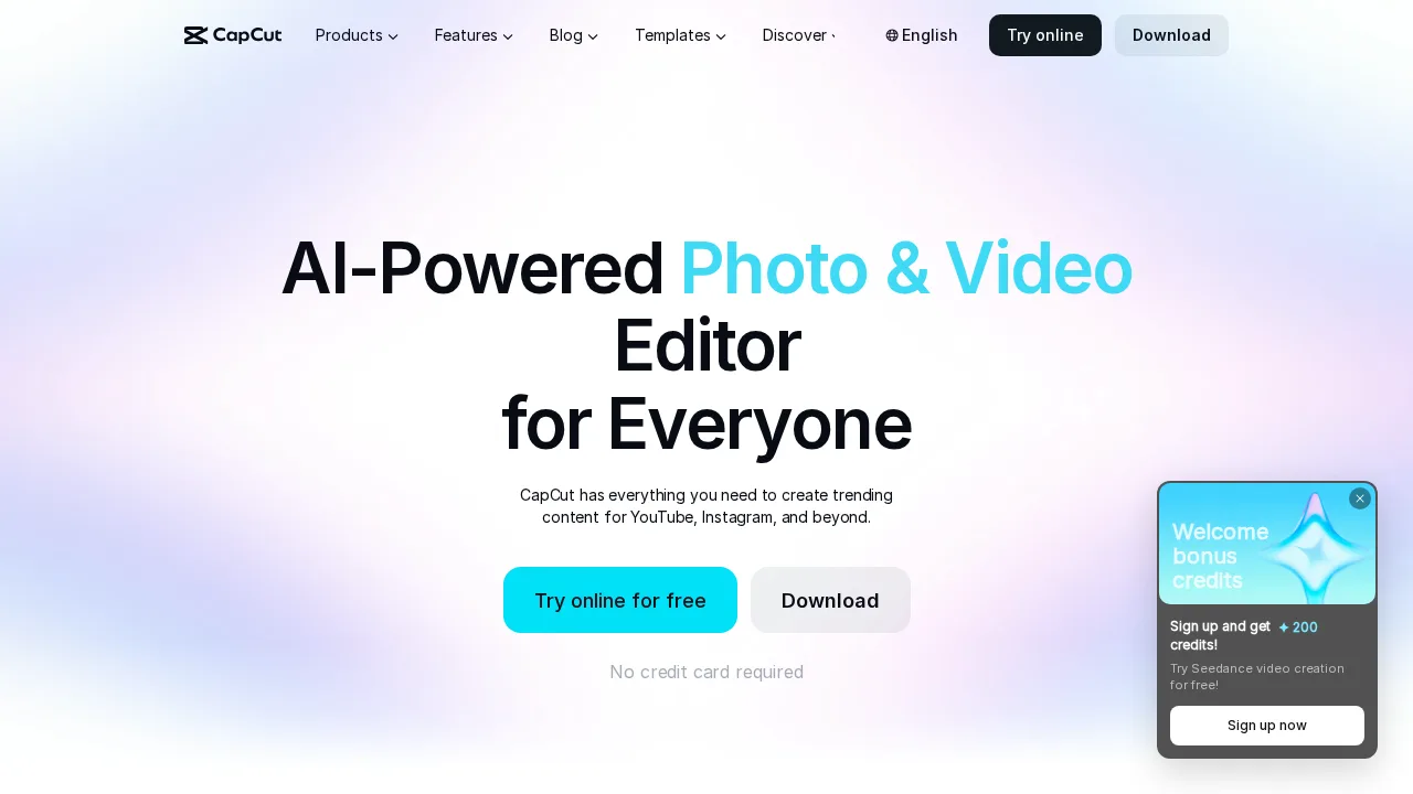 CapCut Product interface (marketing site capture)