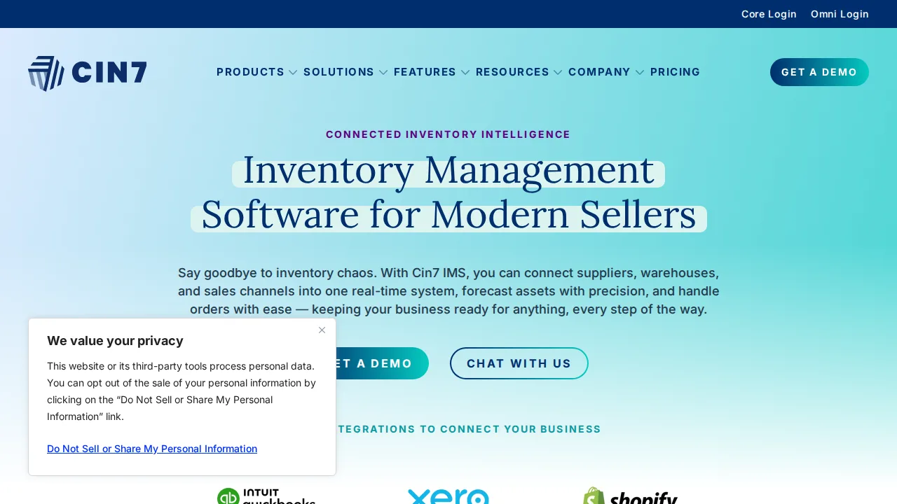 Cin7 Product interface (marketing site capture)