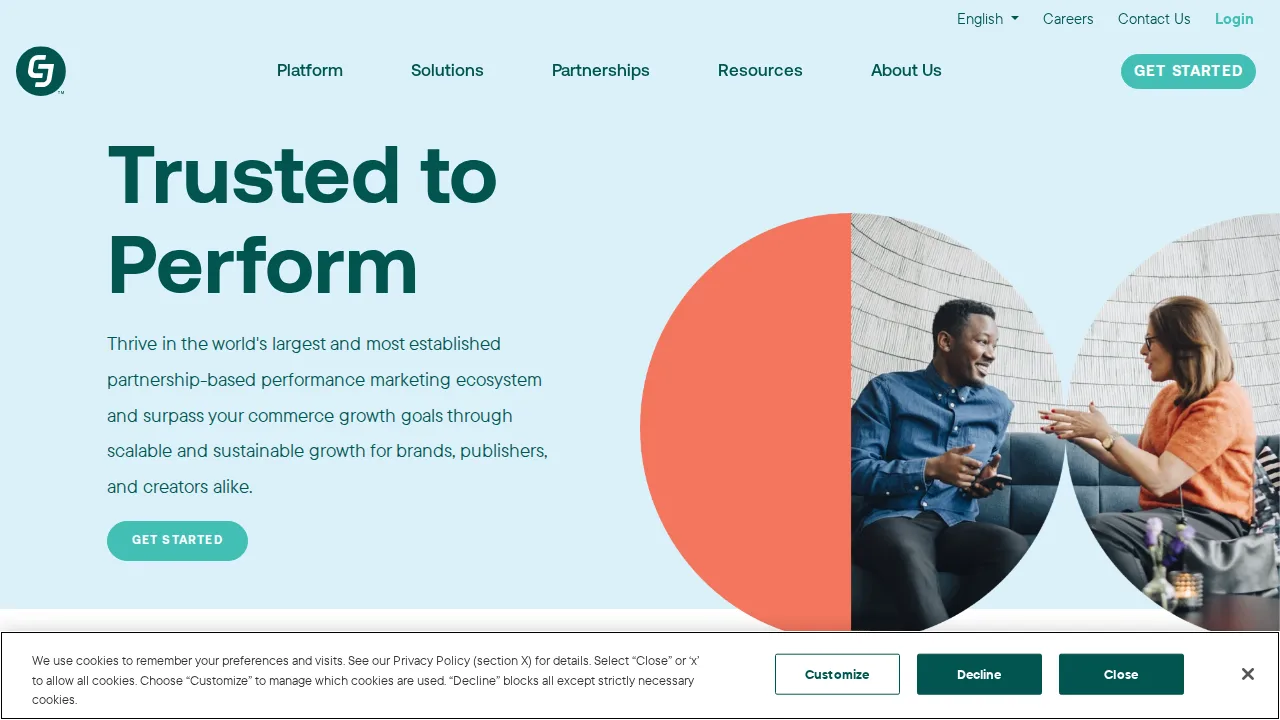 CJ Affiliate Product interface (marketing site capture)