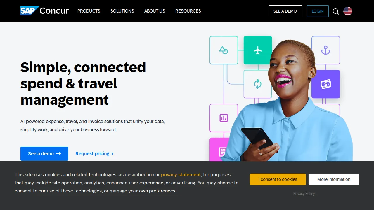Concur Product interface (marketing site capture)