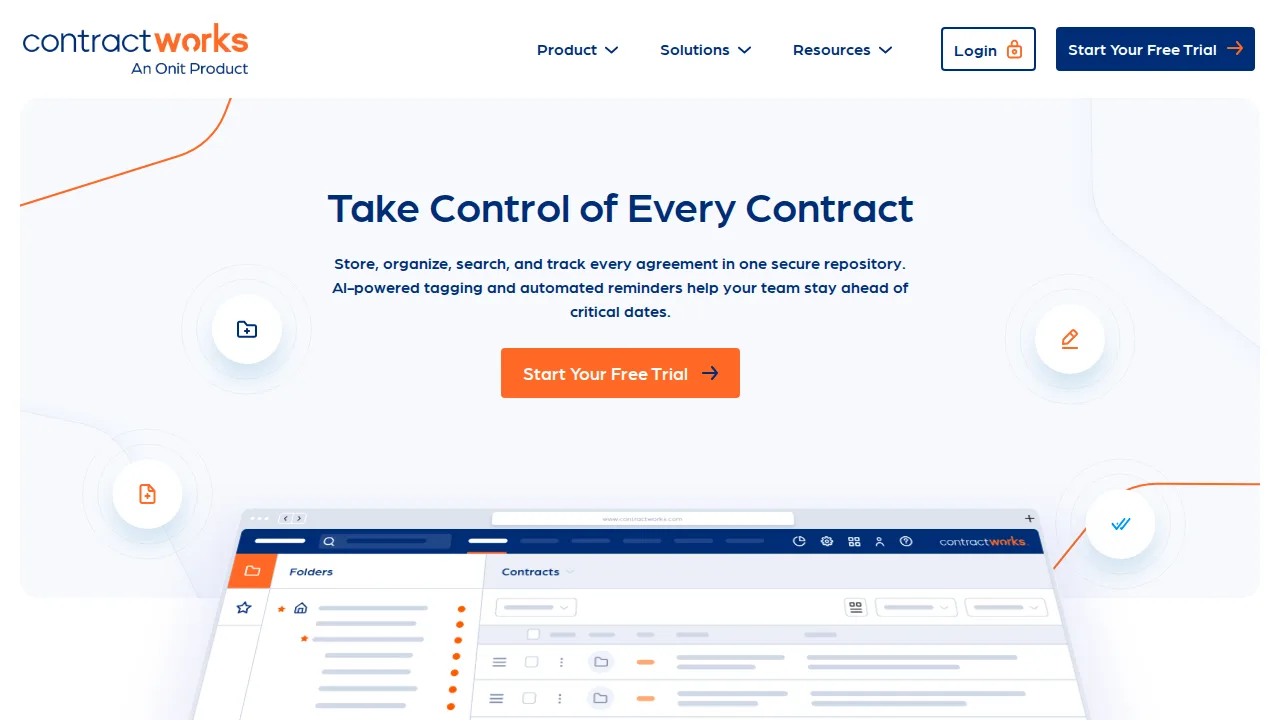 ContractWorks Product interface (marketing site capture)