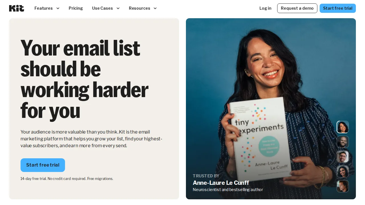 ConvertKit Product interface (marketing site capture)