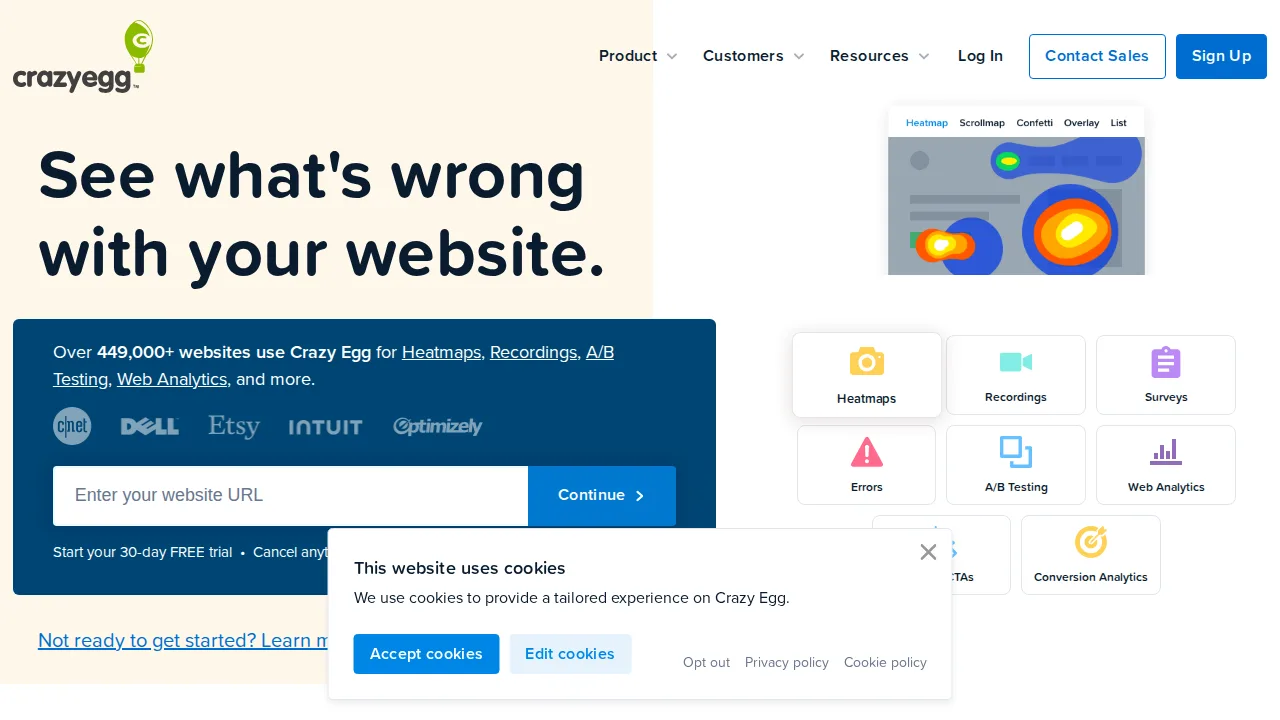 Crazy Egg Product interface (marketing site capture)