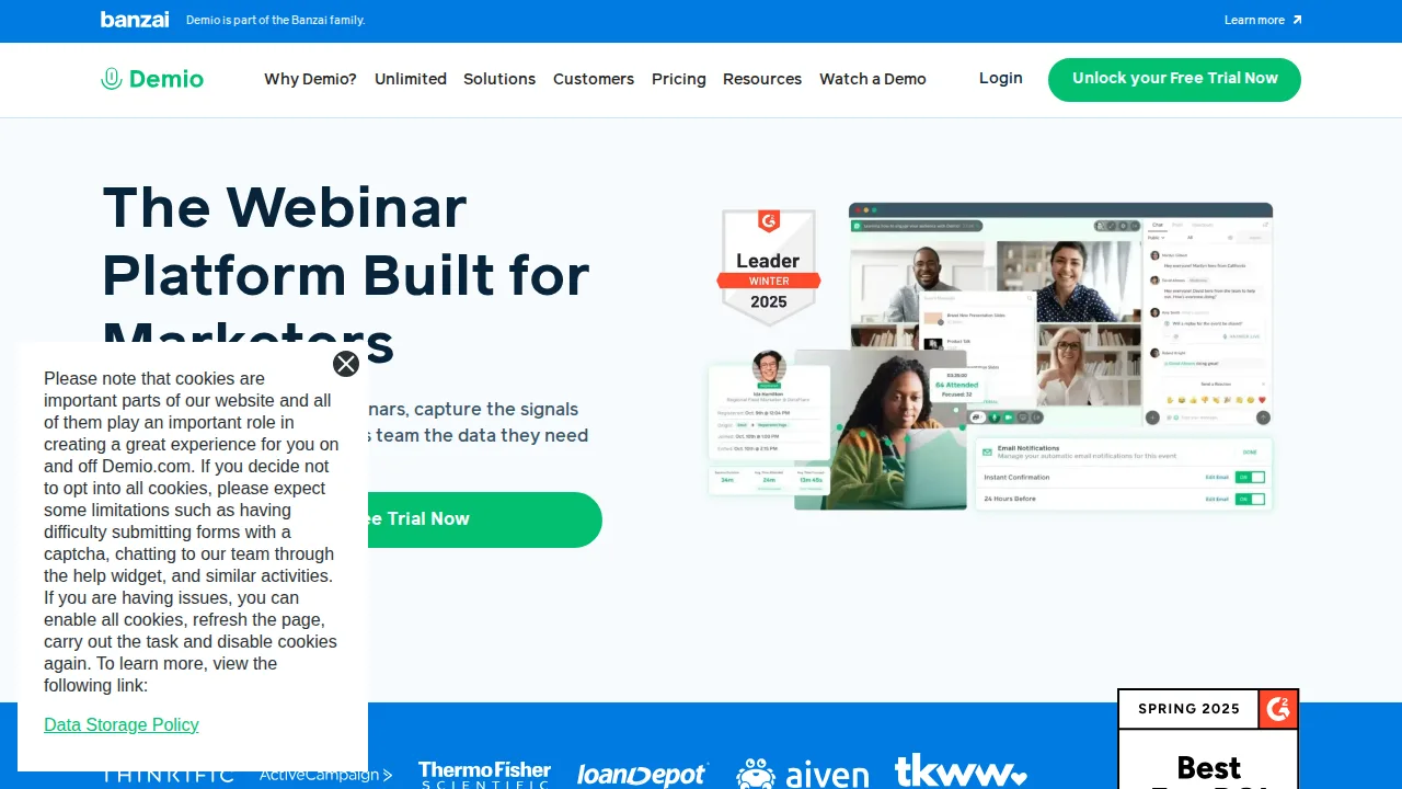 Demio Product interface (marketing site capture)