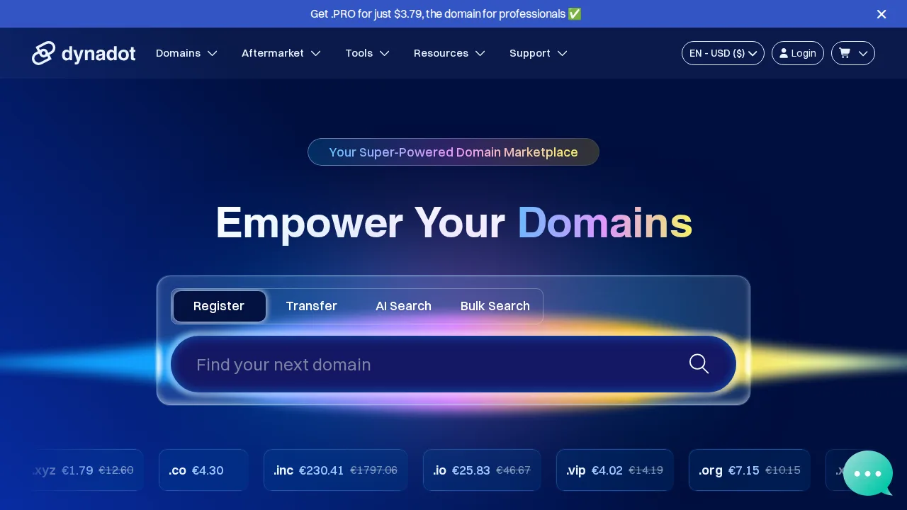 Dynadot Product interface (marketing site capture)