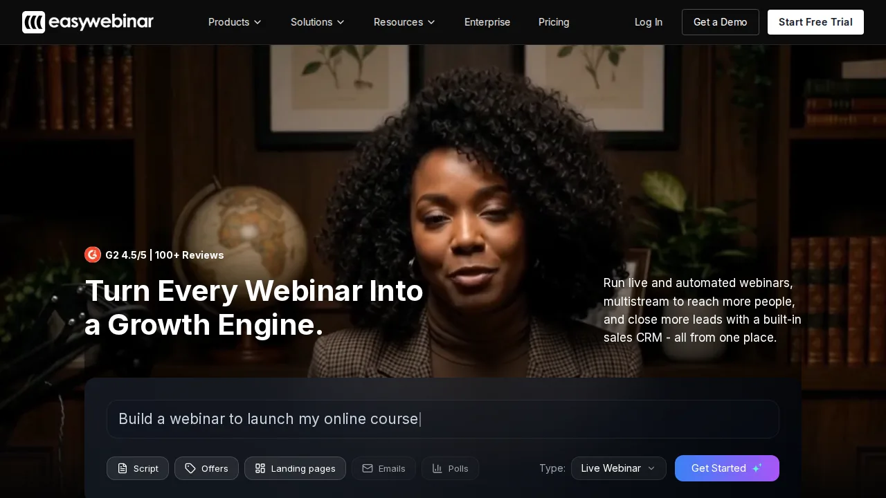 EasyWebinar Product interface (marketing site capture)