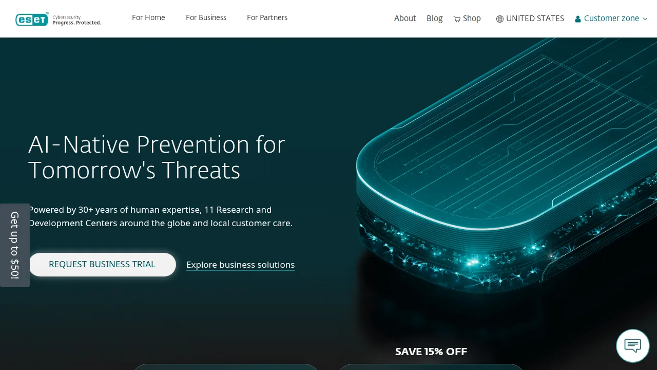 ESET Product interface (marketing site capture)