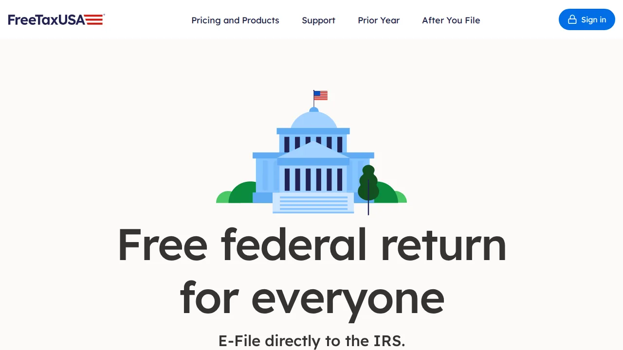 FreeTaxUSA Product interface (marketing site capture)