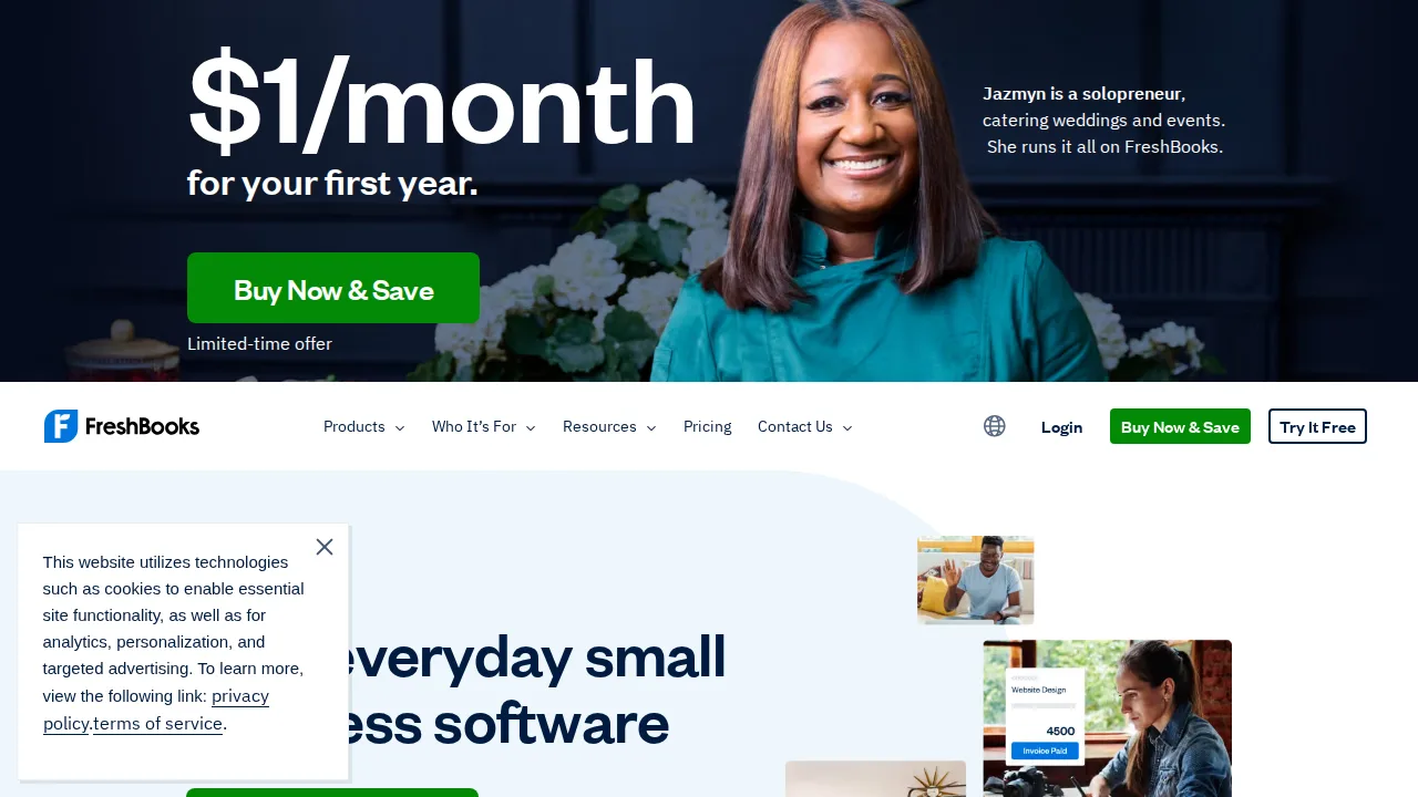 FreshBooks Product interface (marketing site capture)