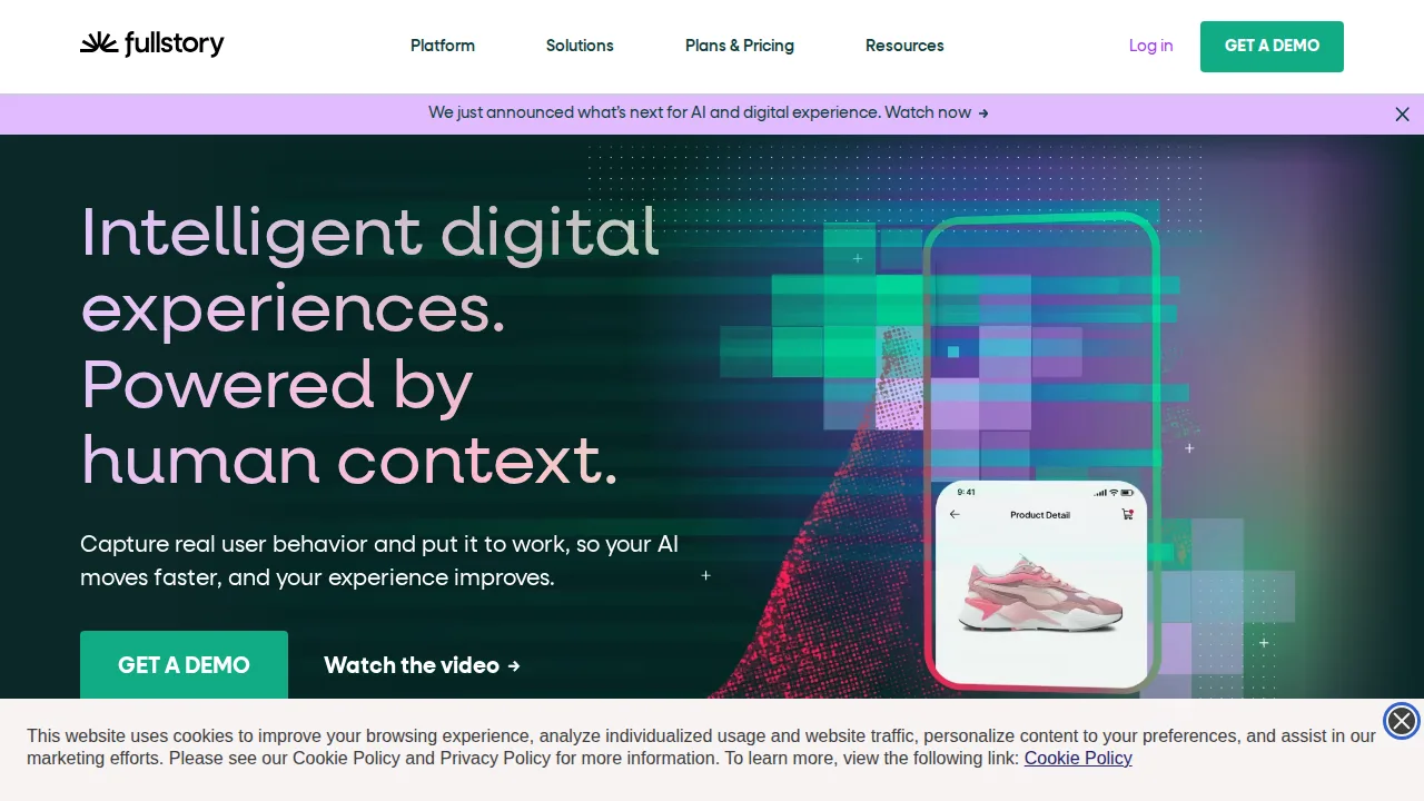 FullStory Product interface (marketing site capture)