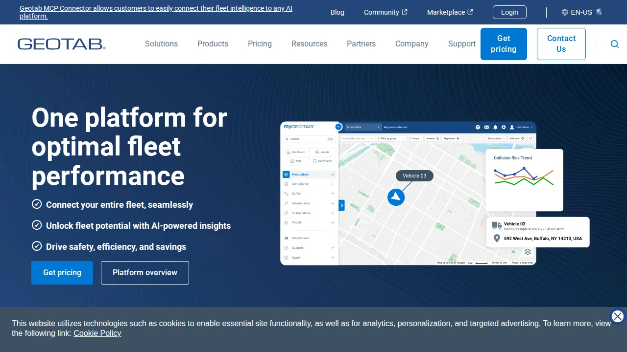 Geotab Product interface (marketing site capture)
