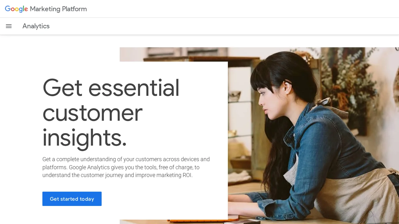 Google Analytics Ürün arayüzü (site ekran görüntüsü)