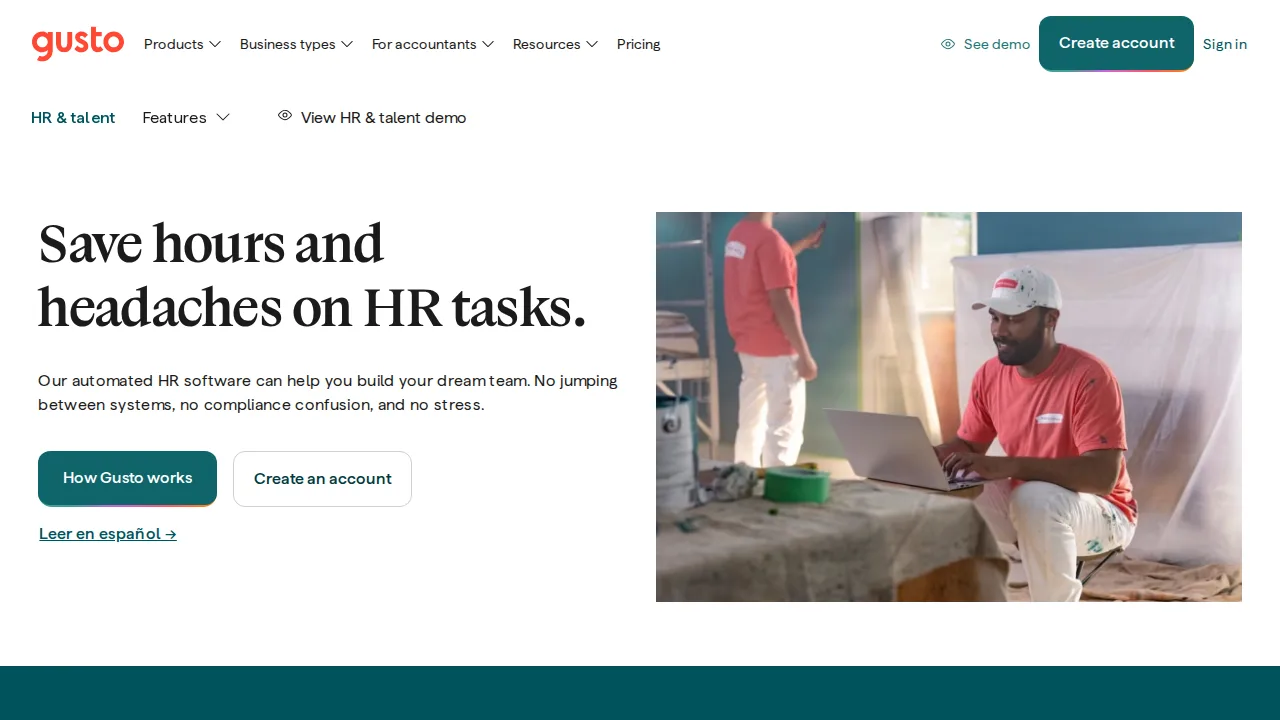 Gusto HR Product interface (marketing site capture)