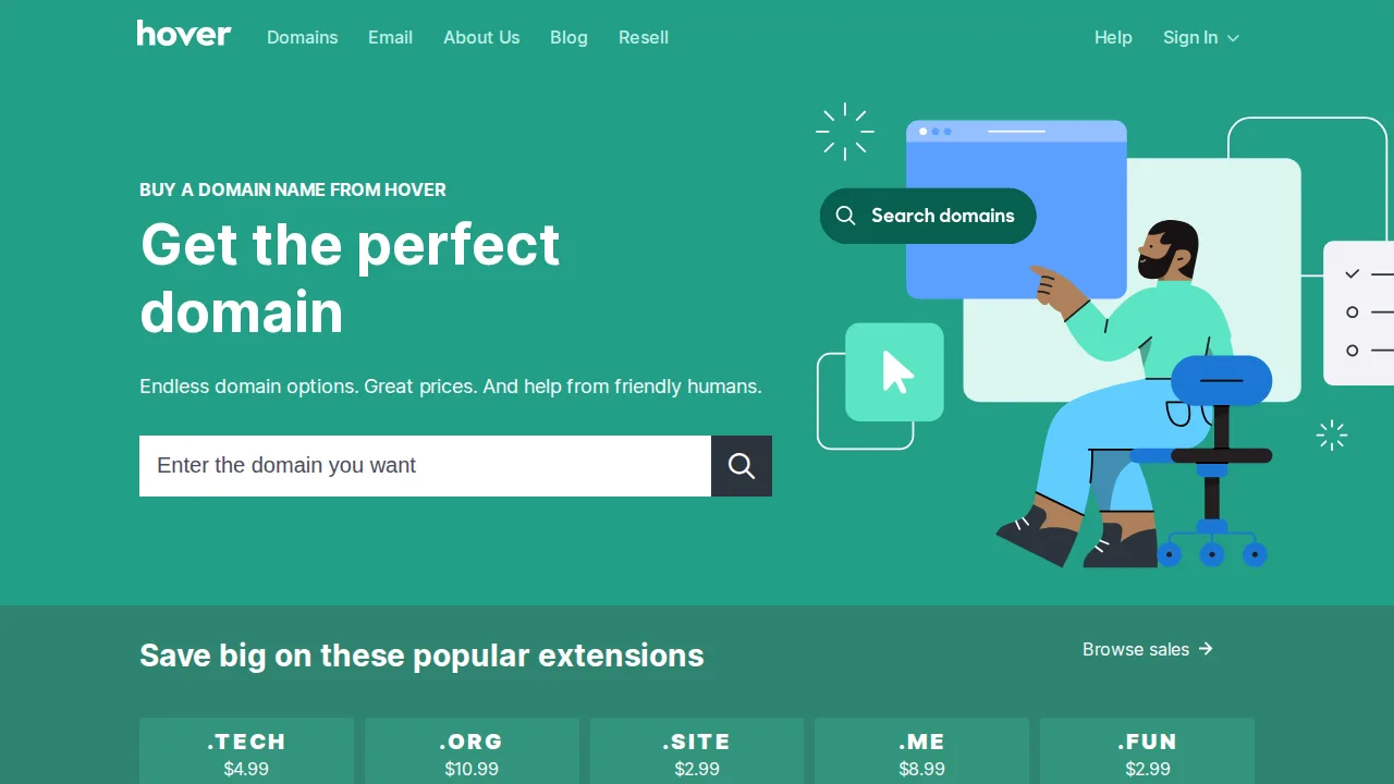 Hover Product interface (marketing site capture)