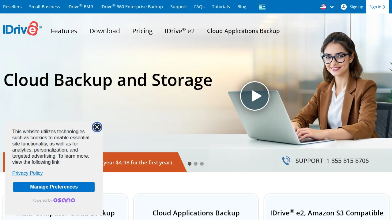 IDrive Interface do produto (captura do site)