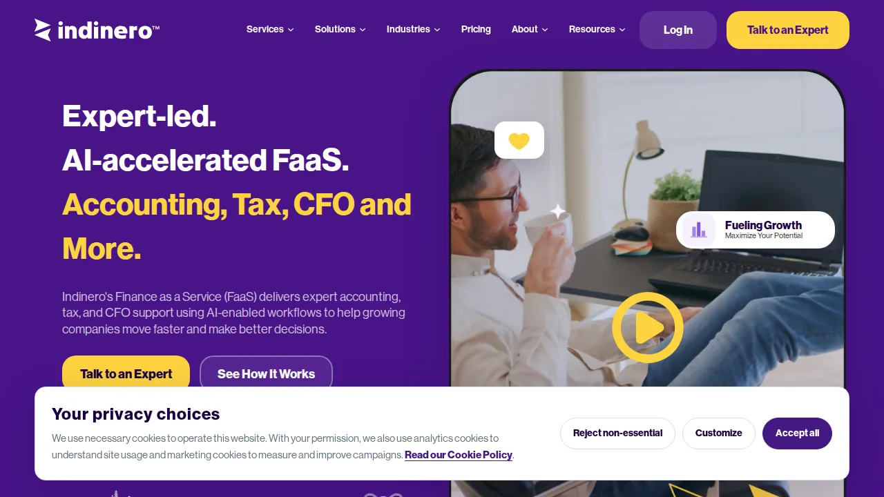 inDinero Product interface (marketing site capture)