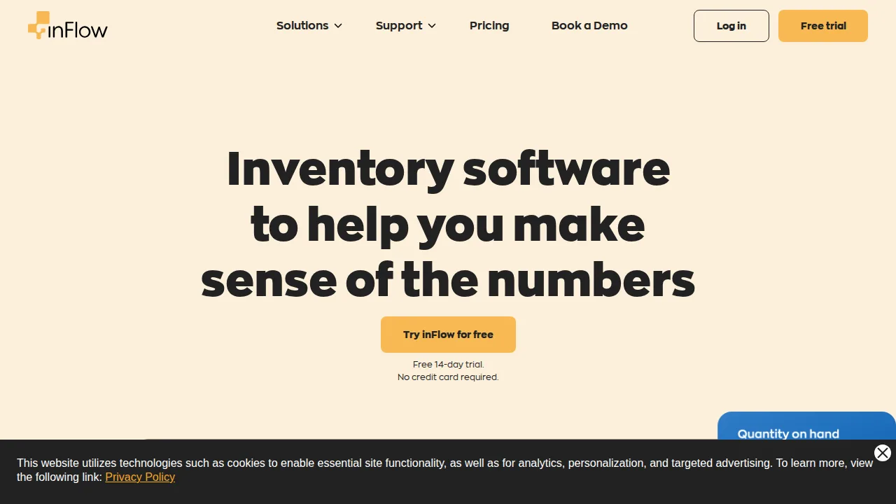 inFlow Inventory Product interface (marketing site capture)