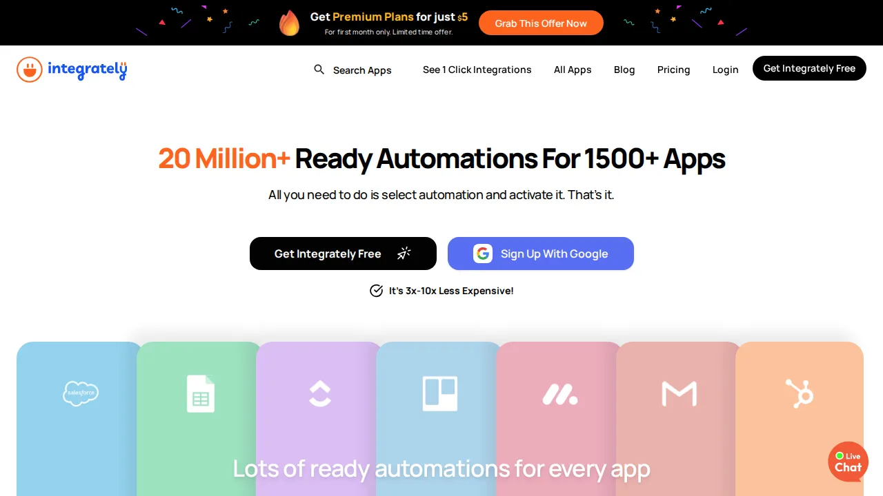 Integrately Product interface (marketing site capture)