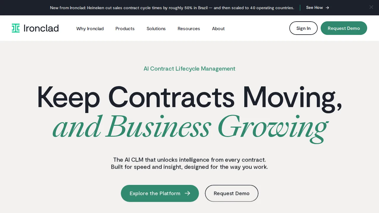 Ironclad Product interface (marketing site capture)
