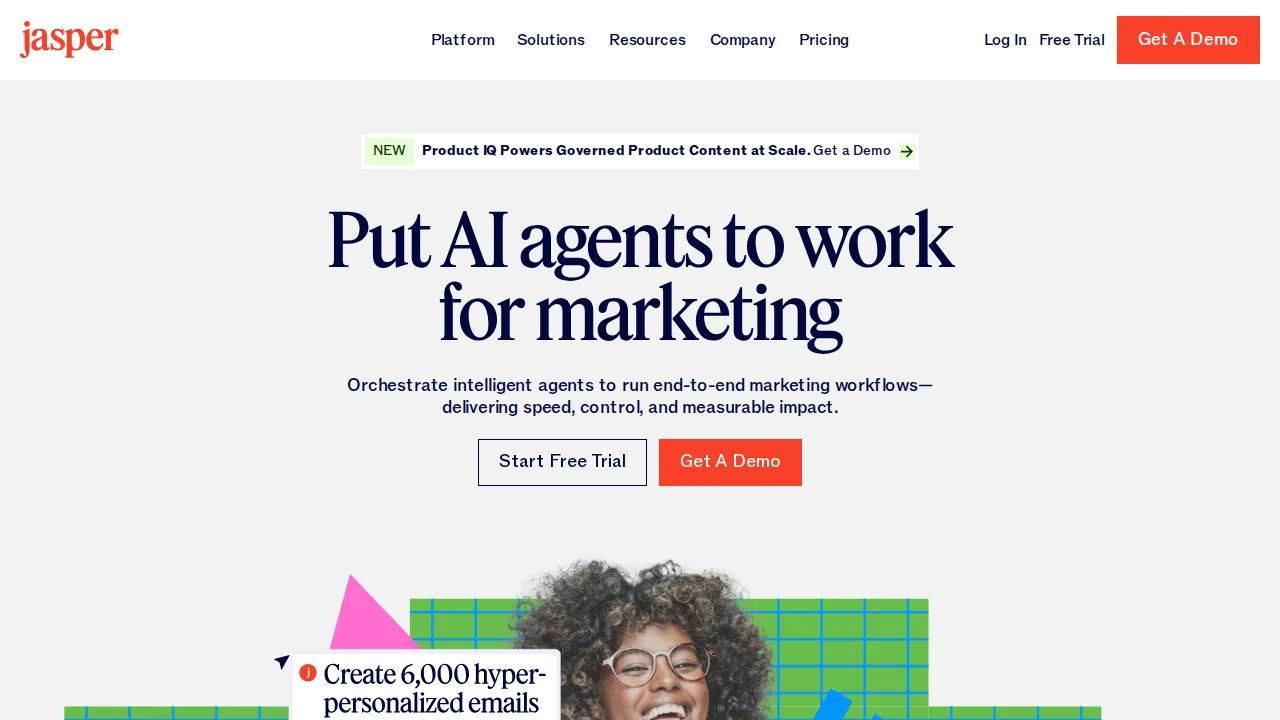 Jasper Product interface (marketing site capture)