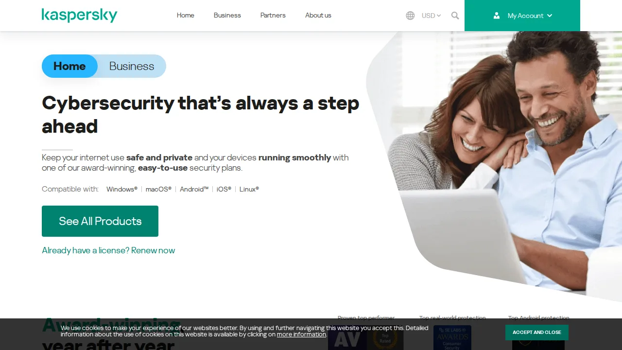 Kaspersky Product interface (marketing site capture)