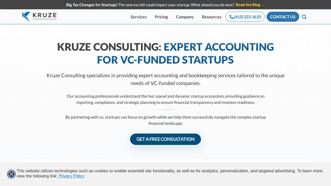 Kruze Consulting Product interface (marketing site capture)