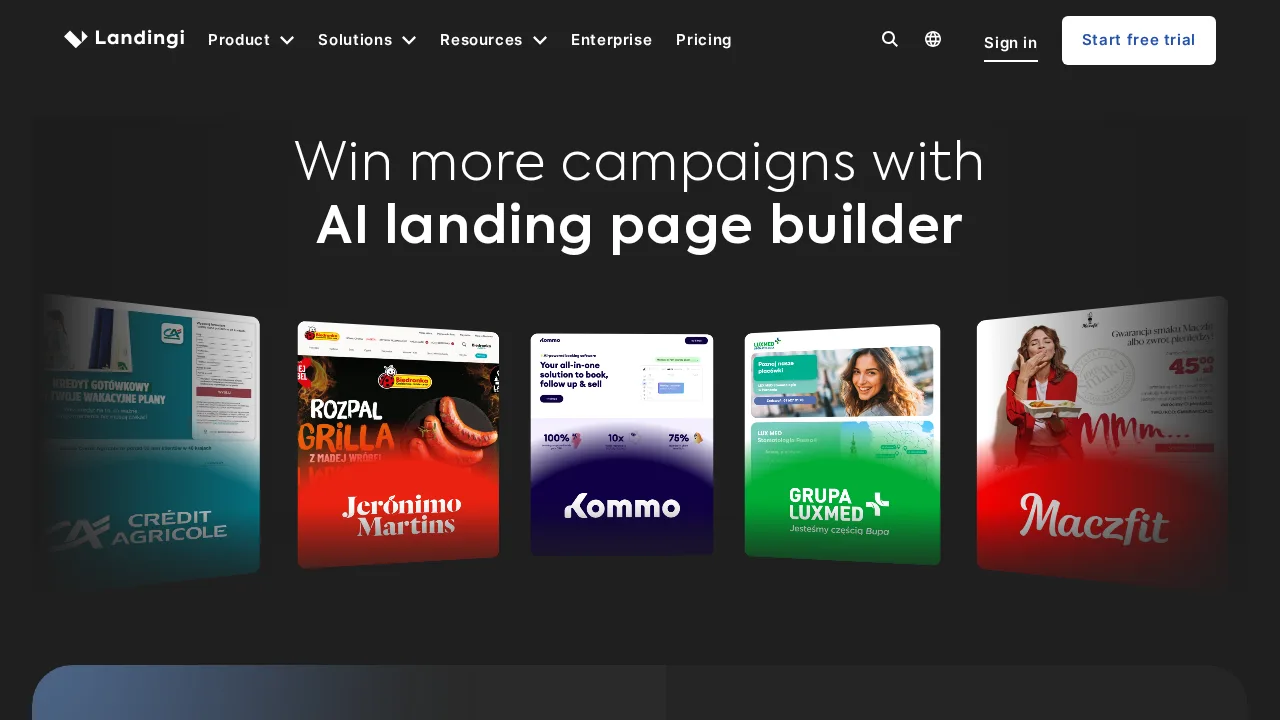 Landingi Product interface (marketing site capture)