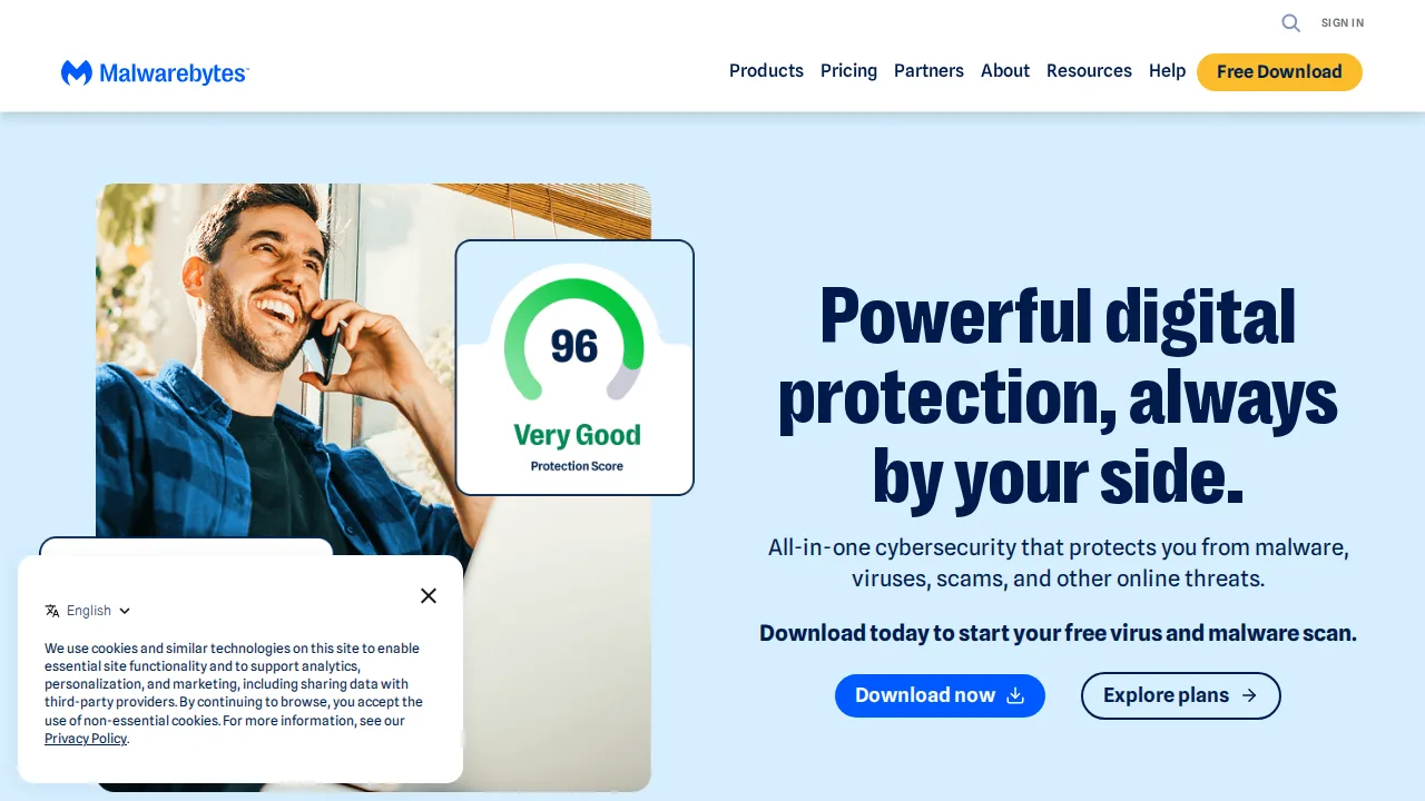 Malwarebytes Product interface (marketing site capture)