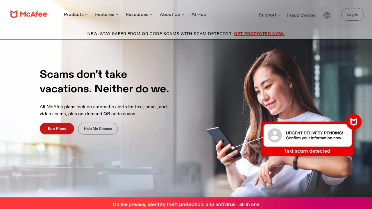 McAfee Product interface (marketing site capture)