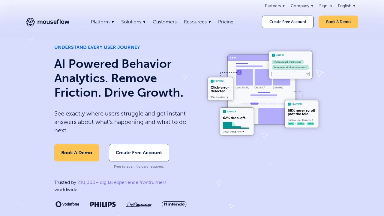 Mouseflow Product interface (marketing site capture)