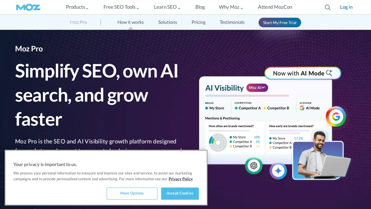 Moz Pro Product interface (marketing site capture)