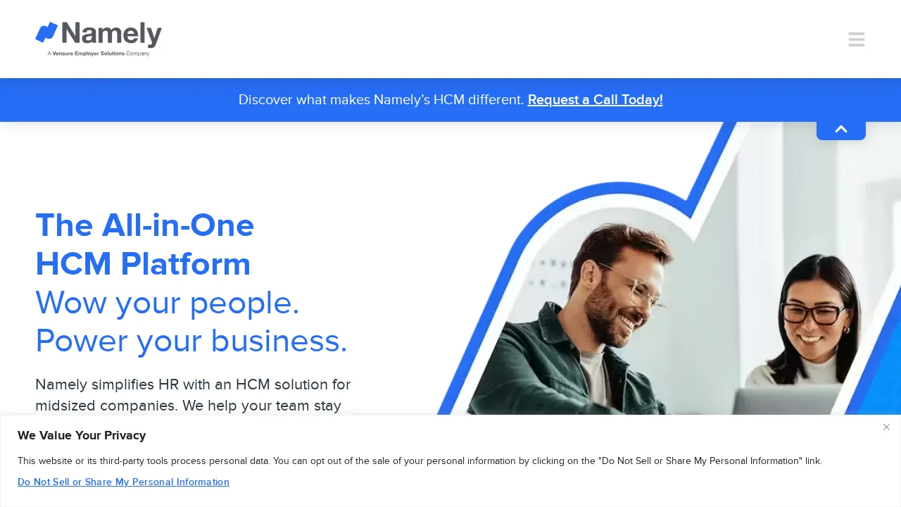 Namely Product interface (marketing site capture)