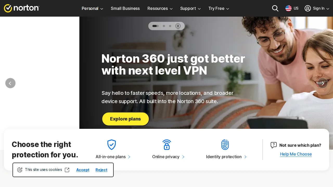Norton Product interface (marketing site capture)