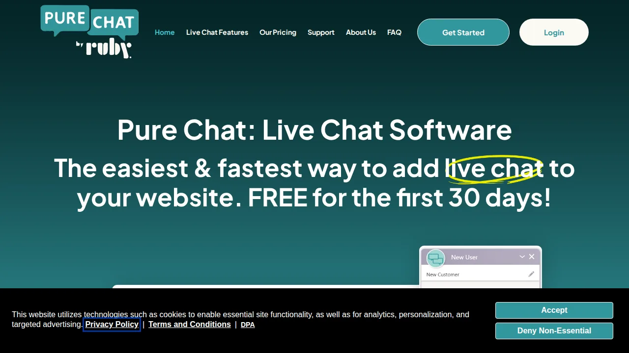 Pure Chat Interface do produto (captura do site)