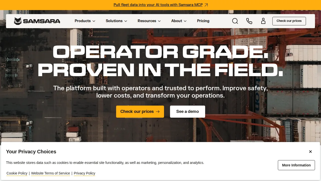 Samsara Product interface (marketing site capture)