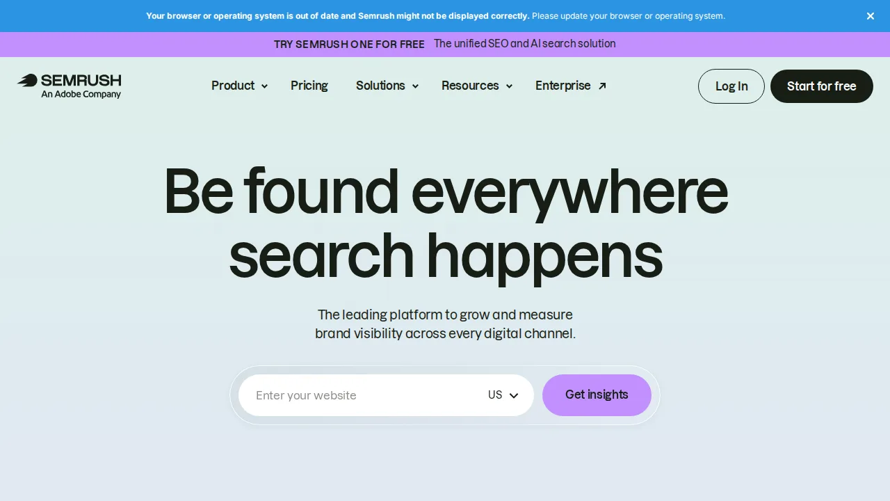SEMrush Product interface (marketing site capture)