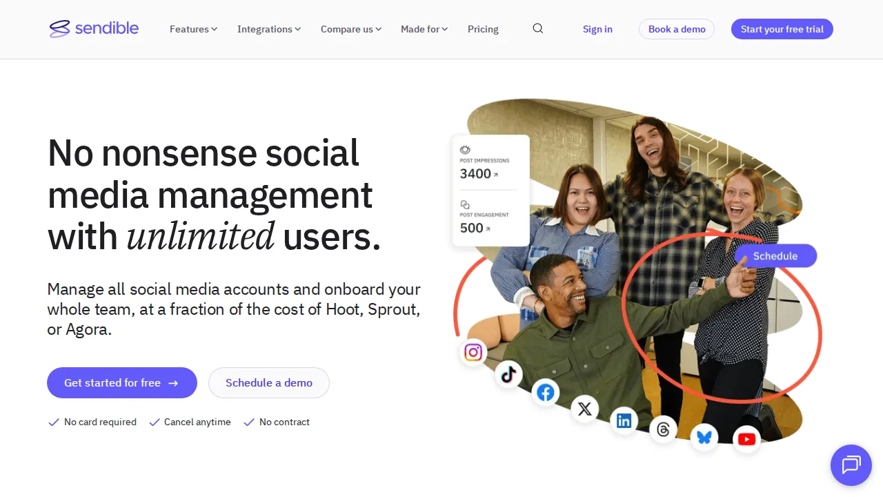 Sendible Product interface (marketing site capture)