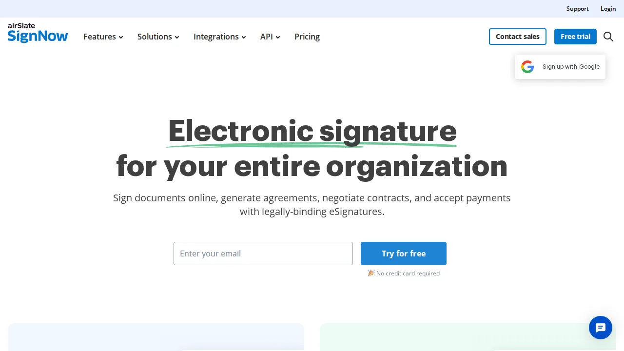 SignNow Product interface (marketing site capture)