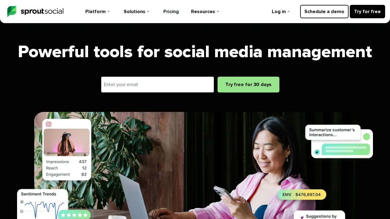 Sprout Social Product interface (marketing site capture)