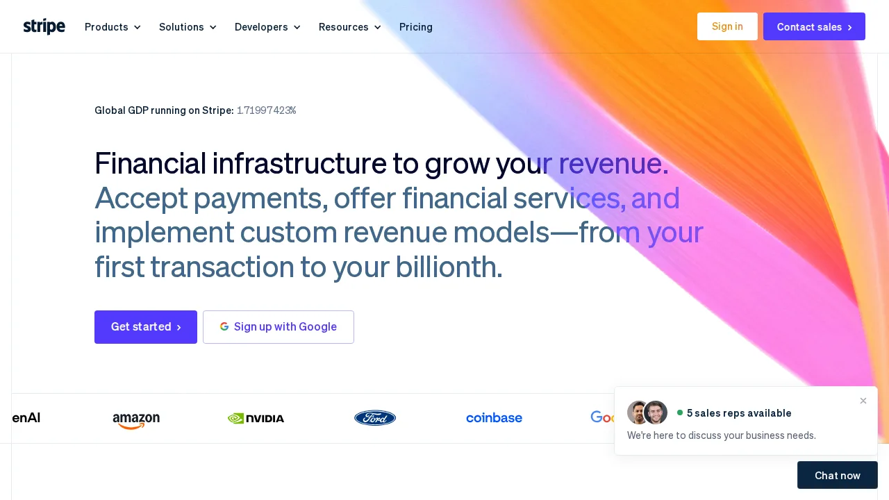 Stripe Product interface (marketing site capture)