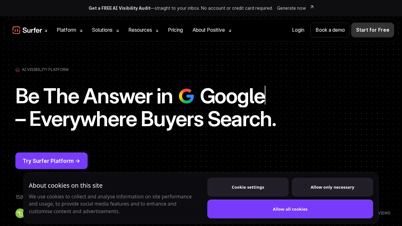 Surfer SEO Product interface (marketing site capture)
