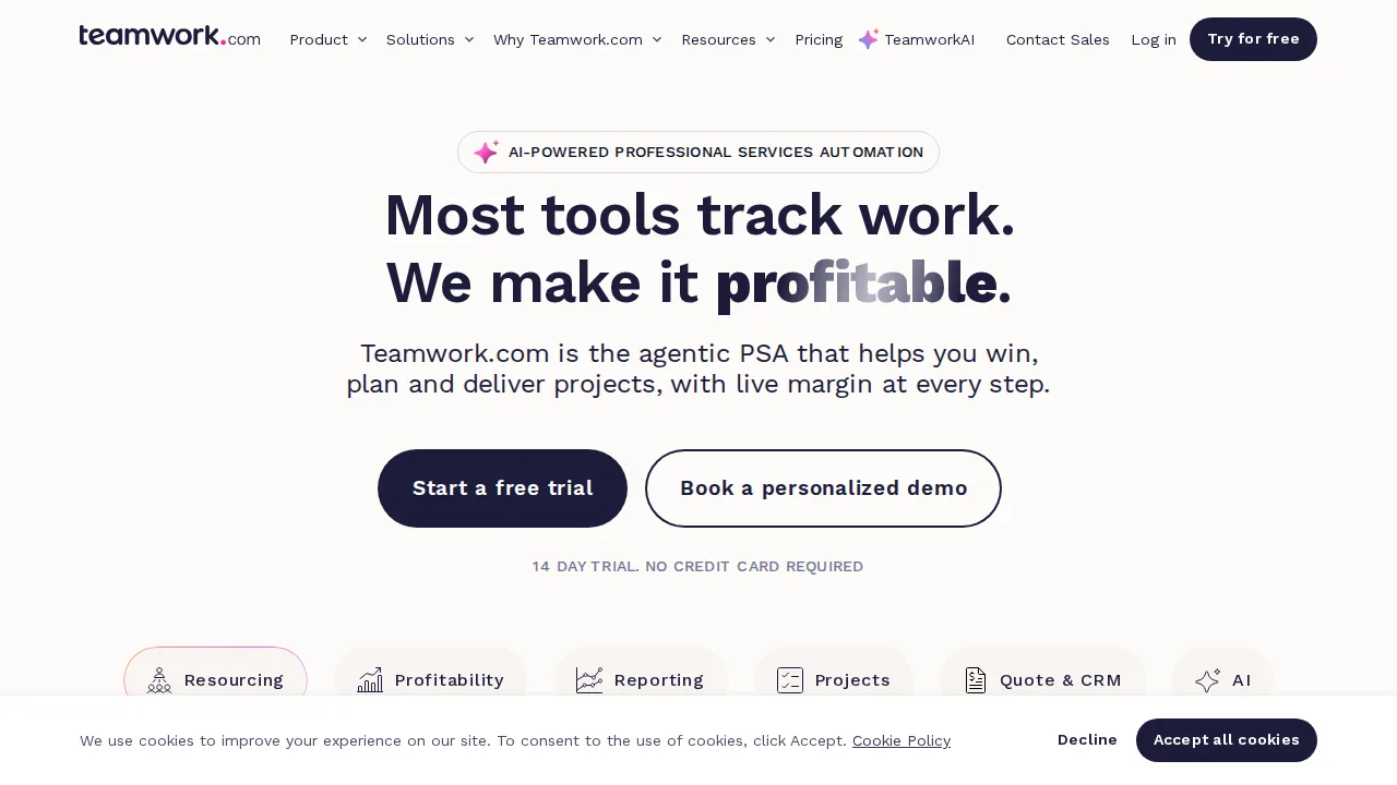 Teamwork.com واجهة المنتج (لقطة من الموقع)