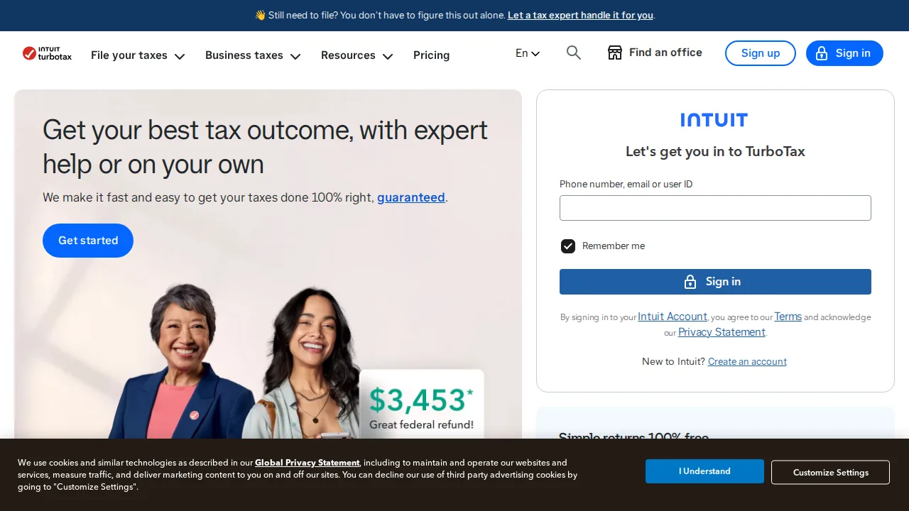 TurboTax Product interface (marketing site capture)